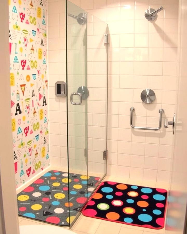 Patterned Shower Mats - 25 Teen Bathroom Ideas