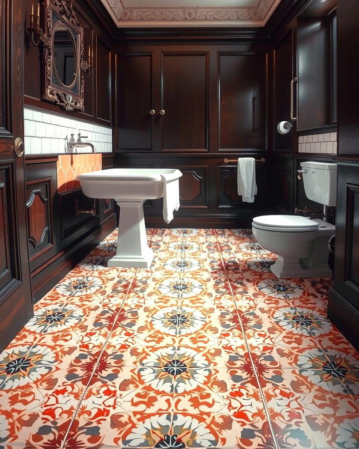 Patterned Tile Flooring - 25 Victorian Bathroom Ideas