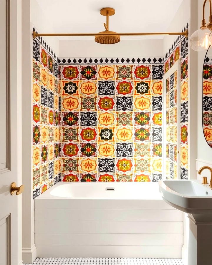 Patterned Tile Shower Surrounds - 25 Shower Surround Ideas