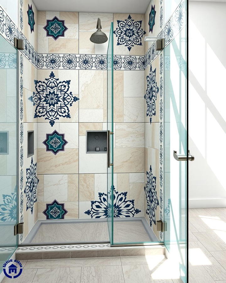 Patterned Tiles for Artistic Flair - 25 Walk-in Shower Tile Ideas