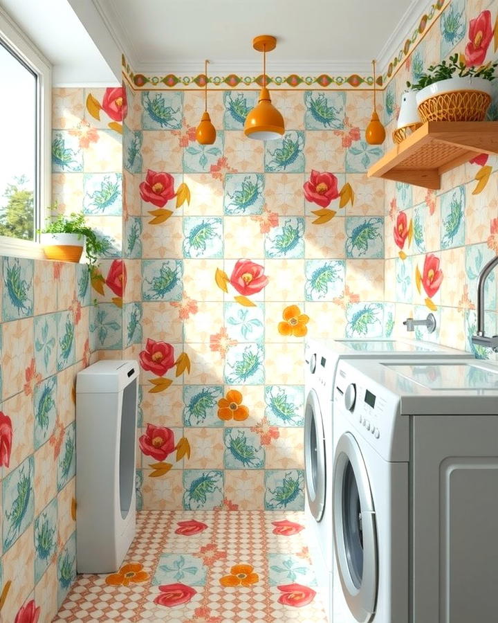 Patterned Tiles for a Bold Statement - 30 Laundry Room Tile Ideas