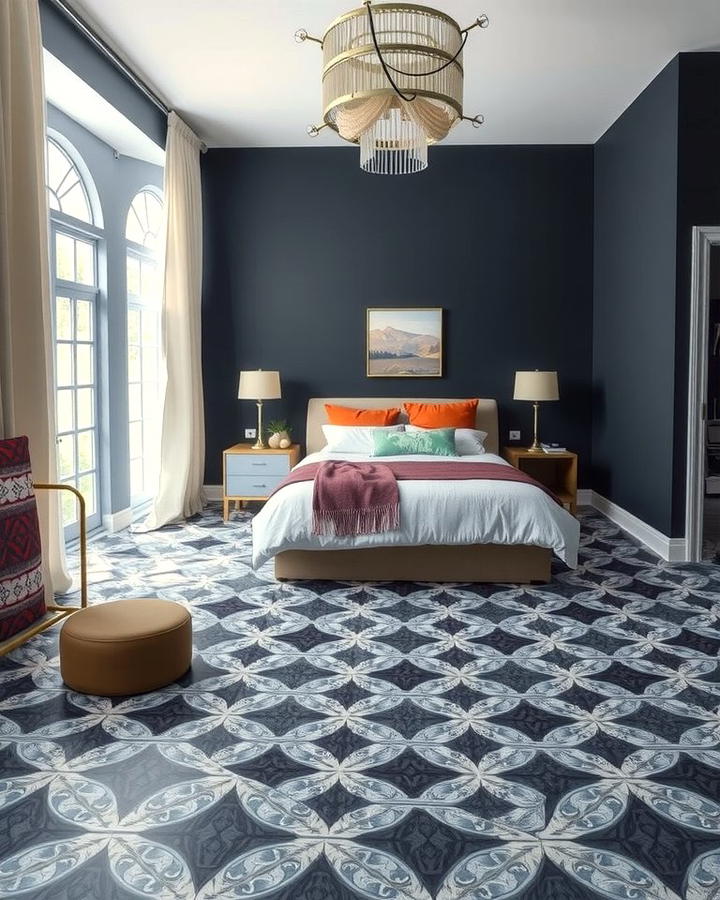 Patterned Vinyl for Bold Statements - 30 Bedroom Flooring Ideas