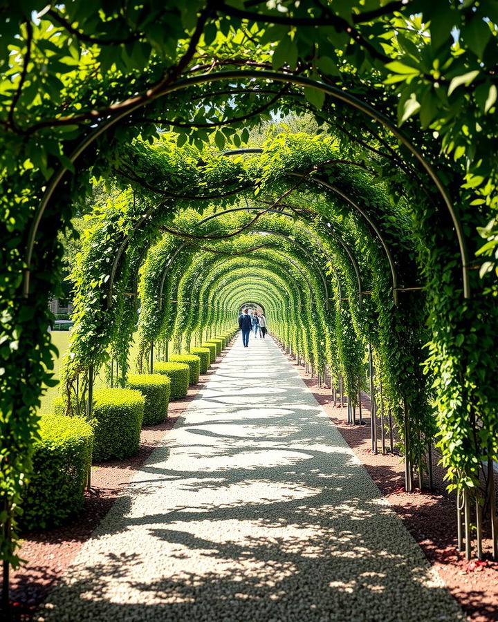 Pea Gravel Walkway with Garden Arches - 25 Pea Gravel Walkway Ideas