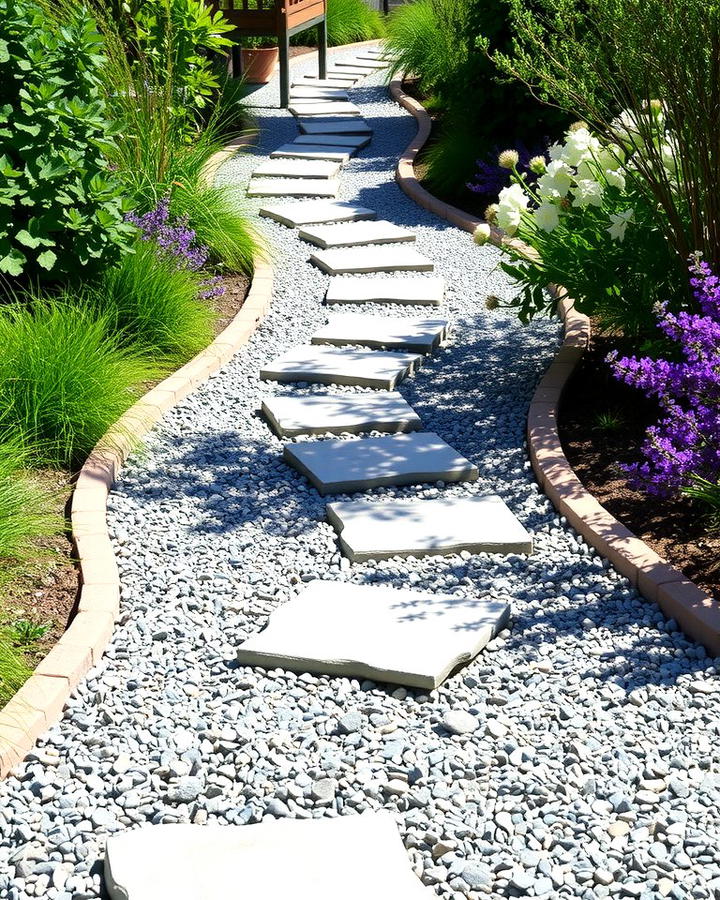 Pea Gravel Walkway with Stepping Stones - 25 Pea Gravel Walkway Ideas