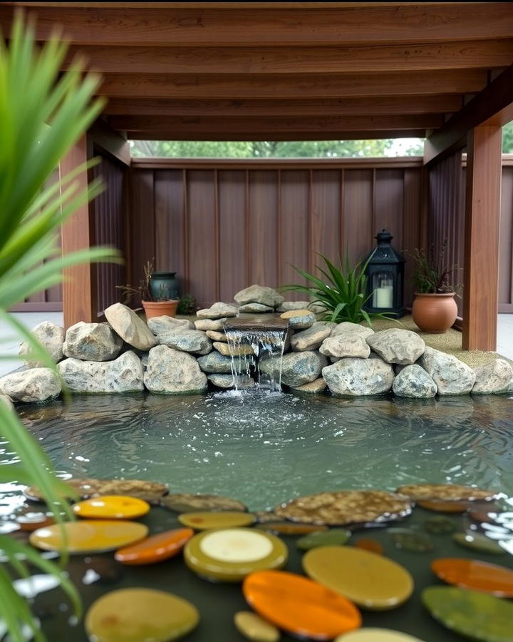 Peaceful Water Feature - 25 Under Deck Landscaping Ideas