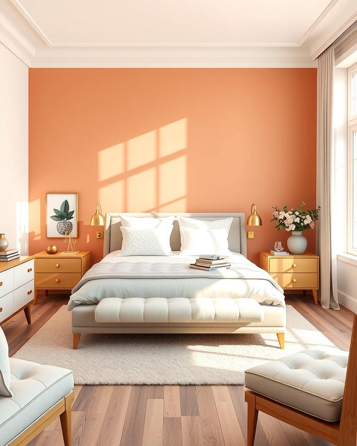 Peach Accent Wall - 25 Peach Bedroom Ideas