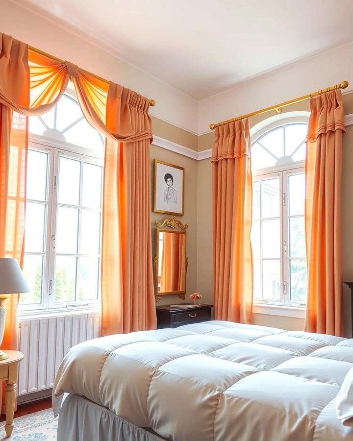 Peach Curtains for a Soft Glow - 25 Peach Bedroom Ideas