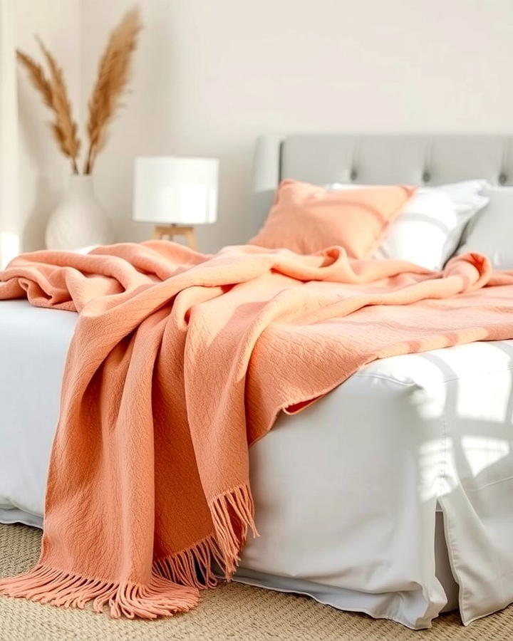 Peach Throw Blanket - 25 Peach Bedroom Ideas