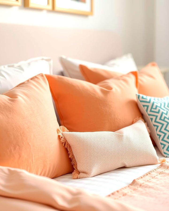 Peach Throw Pillows - 25 Peach Bedroom Ideas