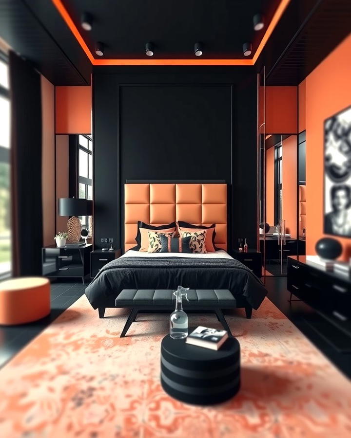 Peach and Black Accents - 25 Peach Bedroom Ideas