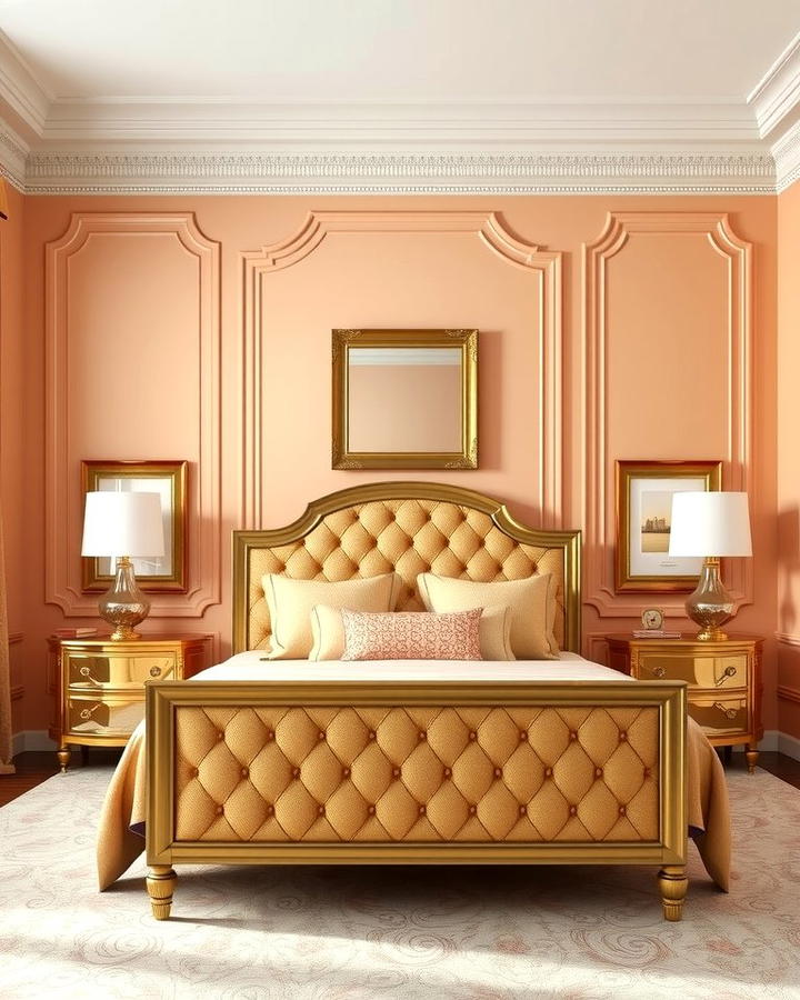 Peach and Gold Accents - 25 Peach Bedroom Ideas