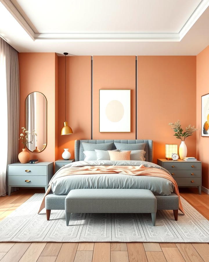 Peach and Grey Combination - 25 Peach Bedroom Ideas