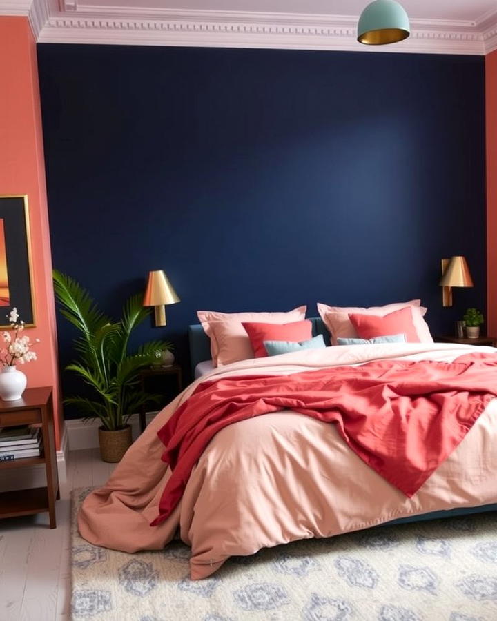 Peach and Navy Combination - 25 Peach Bedroom Ideas