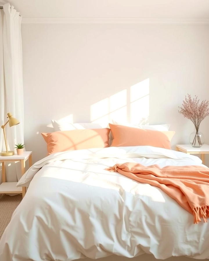 Peach and White Bedding - 25 Peach Bedroom Ideas