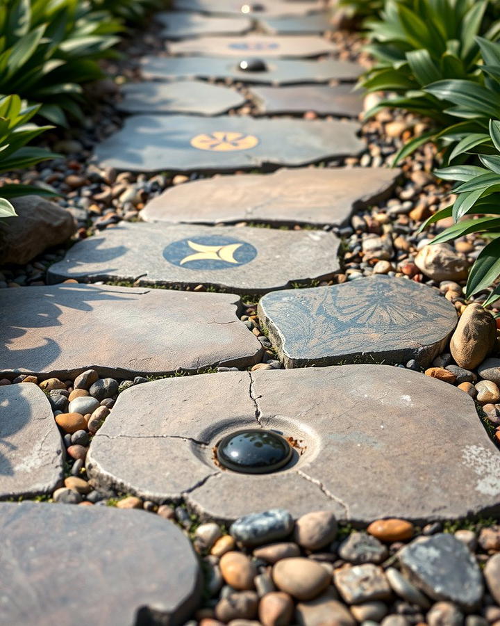 Pebble Filled Stepping Stones - 30 Stepping Stone Walkway Ideas