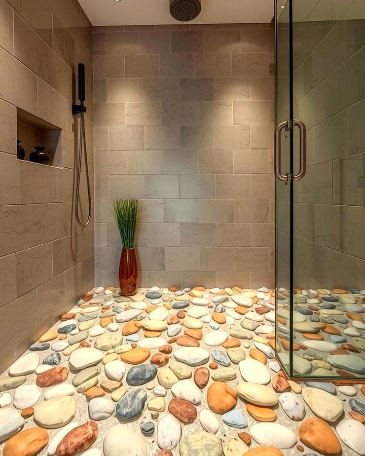 Pebble Floor Tiles - 25 Walk-in Shower Tile Ideas