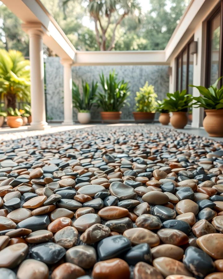 Pebble Flooring for a Natural Touch - 25 Patio Flooring Ideas