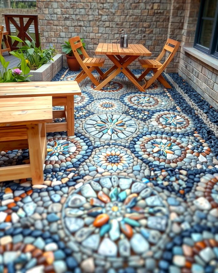 Pebble Mosaic Patterns - 25 Stone Patio Ideas