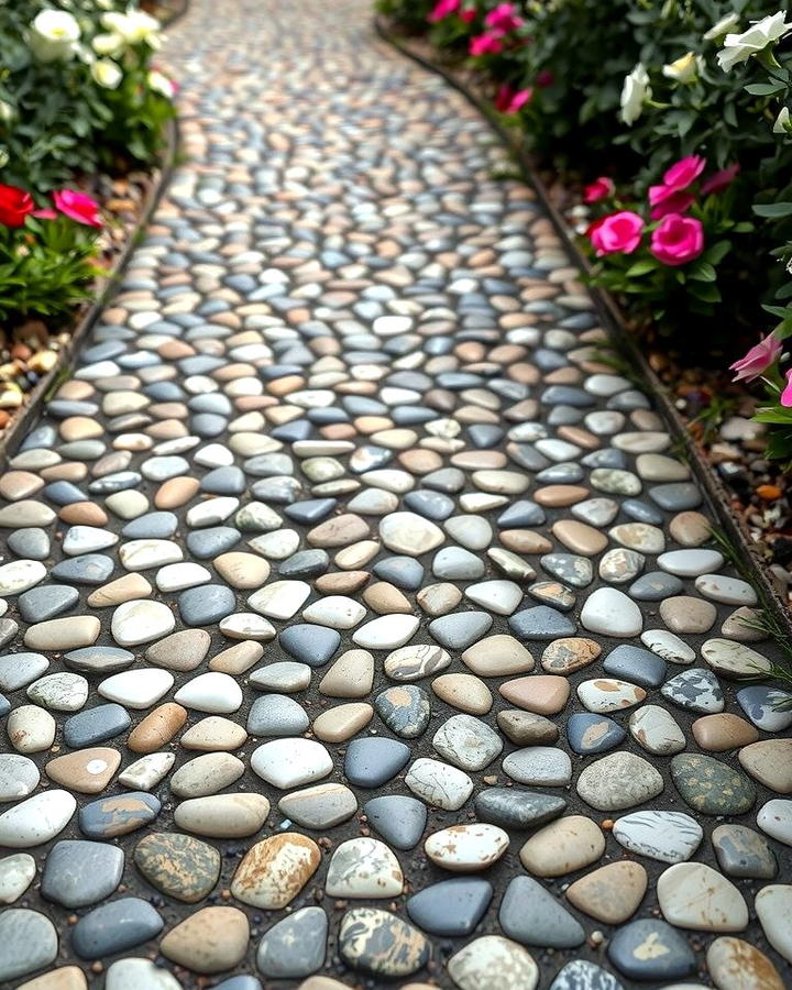 Pebble Mosaic Walkways for Textured Elegance - 25 Paver Walkway Ideas