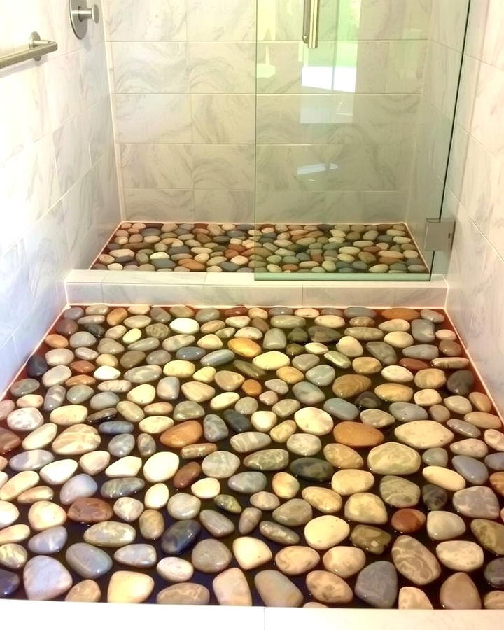 Pebble Shower Floors - 25 Stone Bathroom Ideas