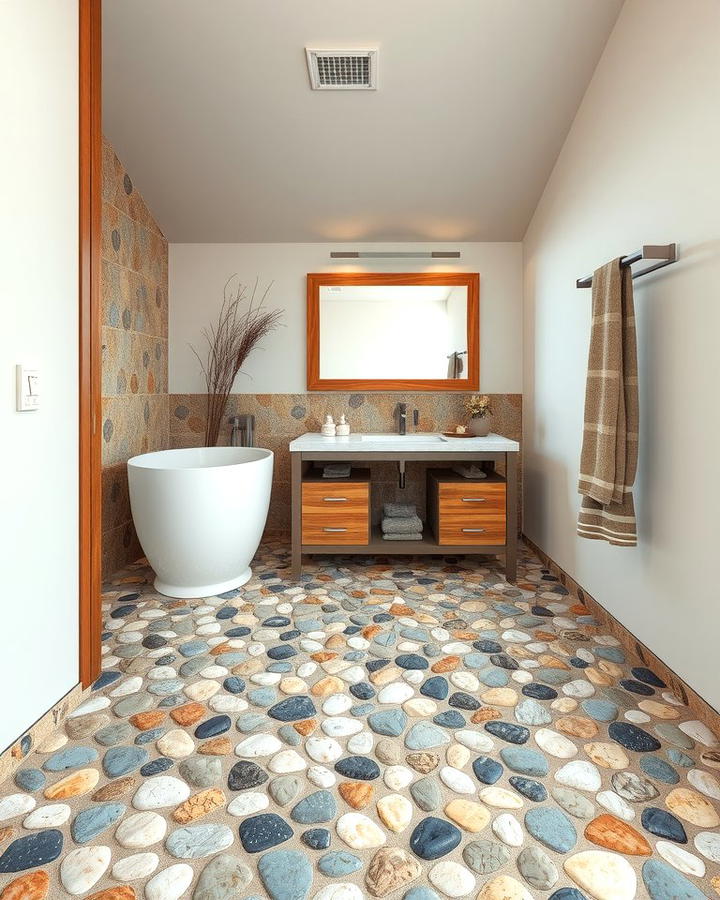 Pebble Stone Flooring - 25 Small Bathroom Flooring Ideas