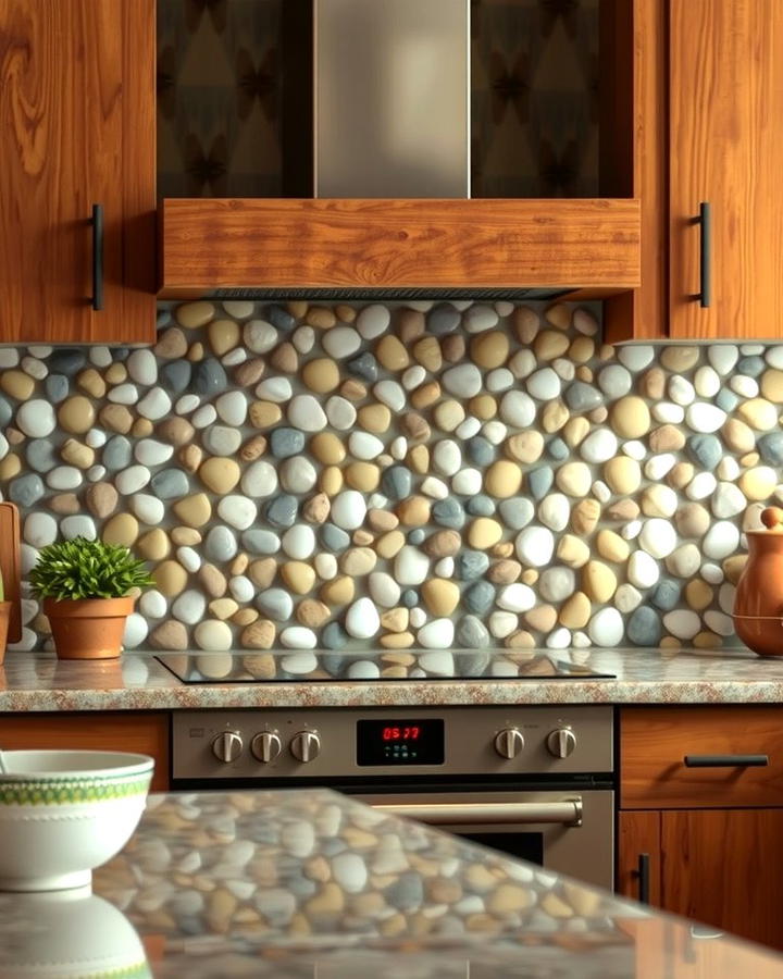 Pebble Tile Backsplash - 25 Rustic Backsplash Ideas