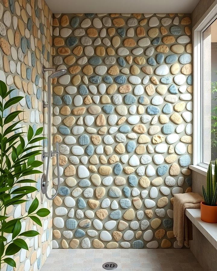 Pebble Tile Shower Surrounds - 25 Shower Surround Ideas