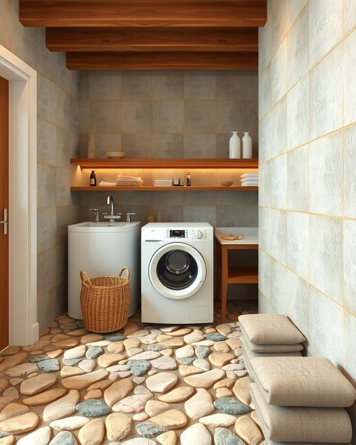 Pebble Tiles - 30 Laundry Room Tile Ideas