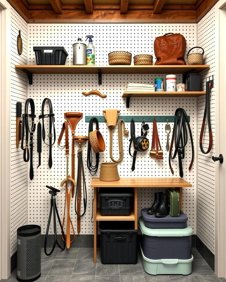 Pegboard Storage System - 30 Tack Room Ideas