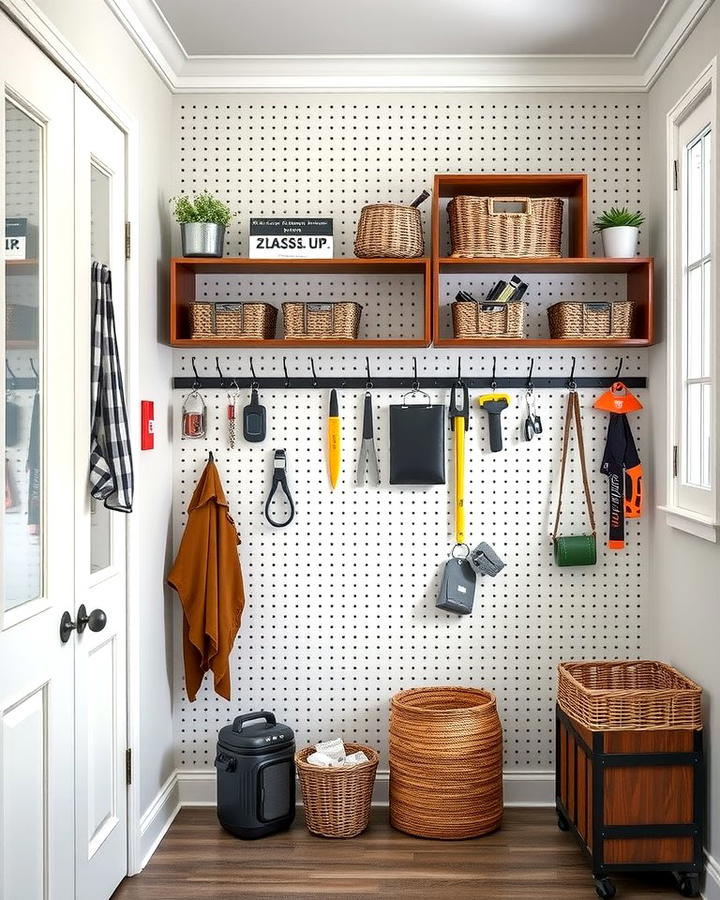 Pegboard Wall Systems - 25 Small Mudroom Ideas