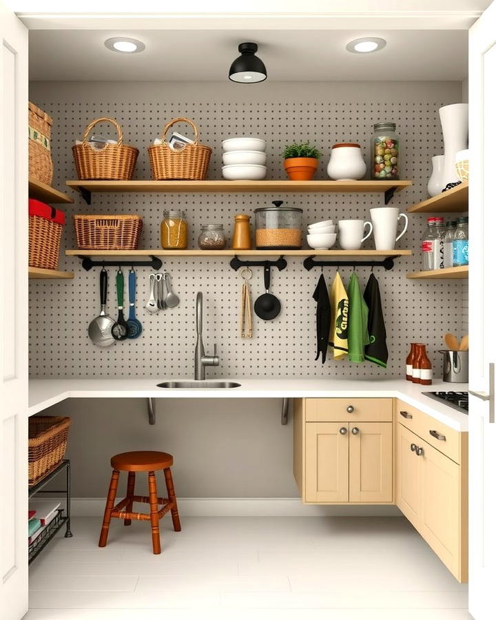 Pegboards for Custom Organization - 25 Open Pantry Ideas