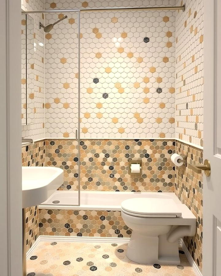 Penny Round Tiles - 30 Half-wall Tile Bathroom Ideas