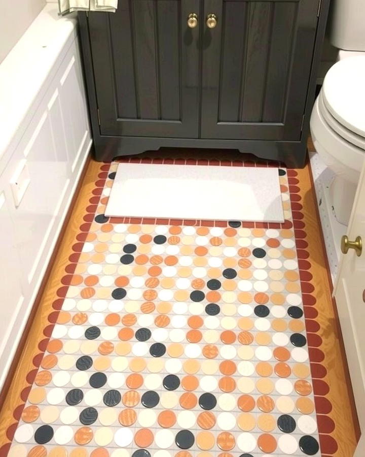 Penny Tile Rug Effect - 25 Penny Tile Bathroom Floor Ideas