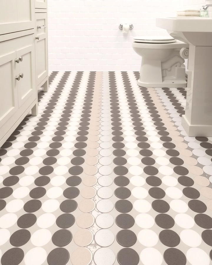 Penny Tile Stripes - 25 Penny Tile Bathroom Floor Ideas