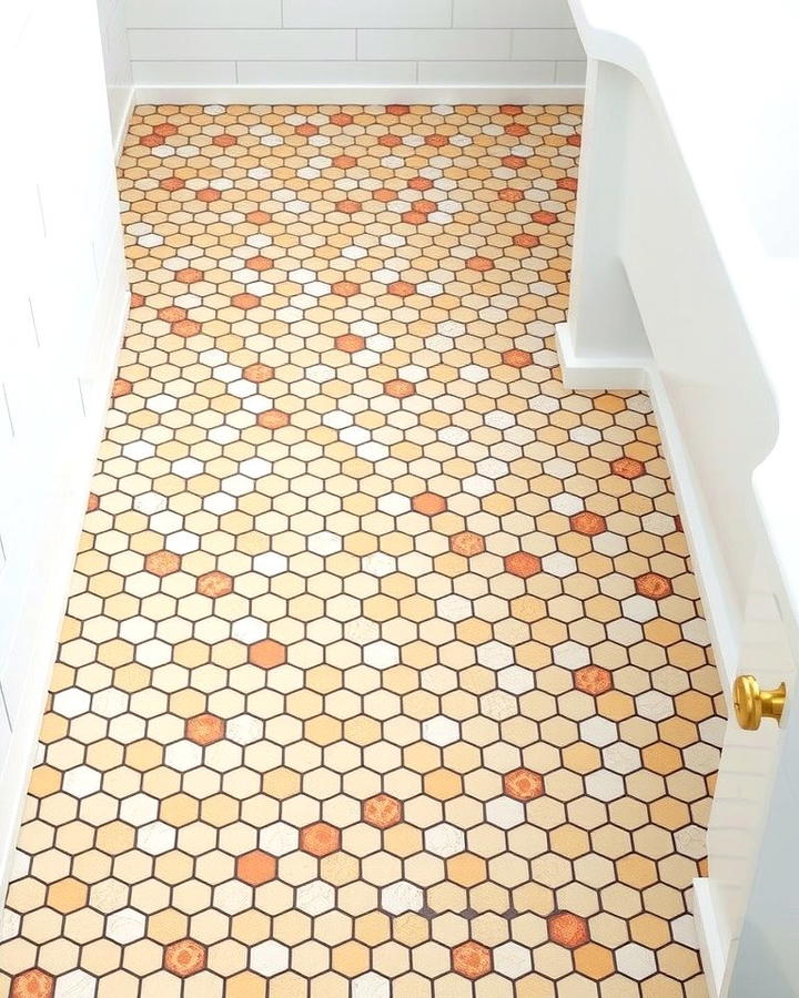 Penny Tile with a Honeycomb Effect - 25 Penny Tile Bathroom Floor Ideas