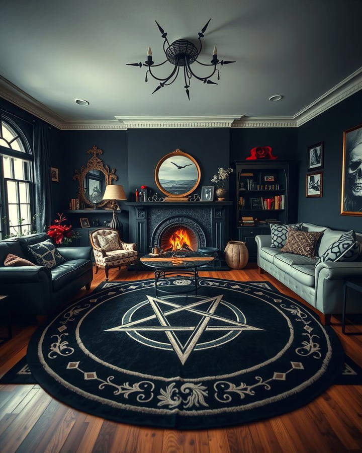 Pentagram Rugs - 30 Witchy Living Room Ideas