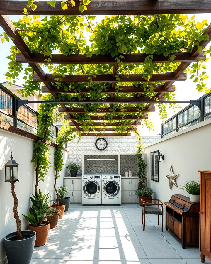 Pergola Covered Laundry Area - 25 Outdoor Laundry Area Design Ideas