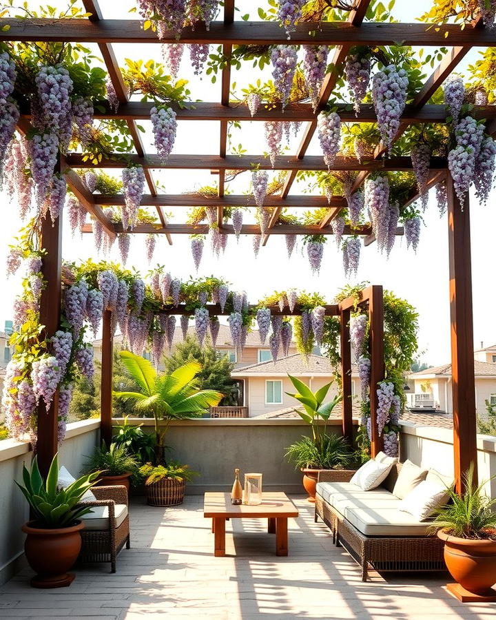 Pergola Covered Seating - 25 Rooftop Garden Ideas