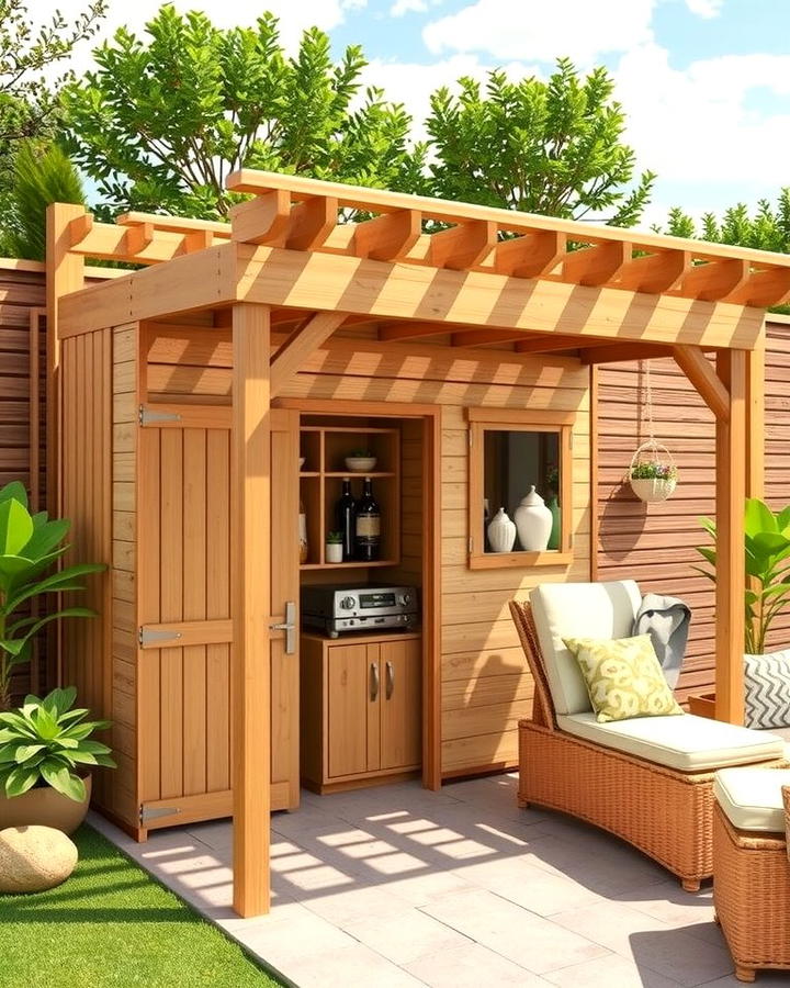 Pergola Integrated Shed - 25 wood shed ideas