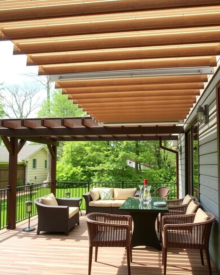 Pergola with Adjustable Slats - 30 Partially Covered Deck Ideas