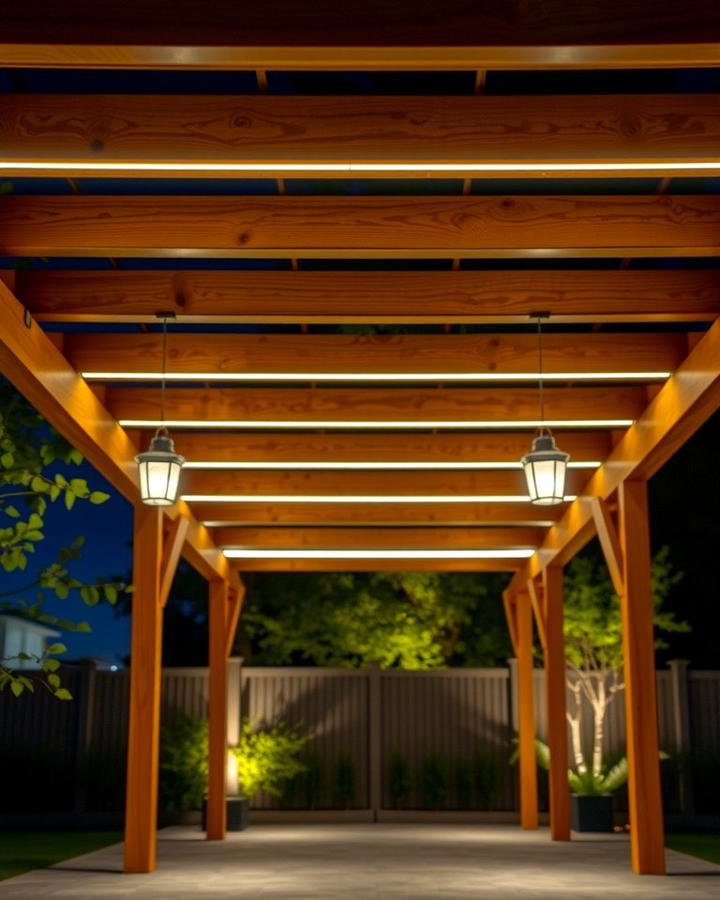 Pergola with Built In Lighting - 25 Patio Pergola Ideas