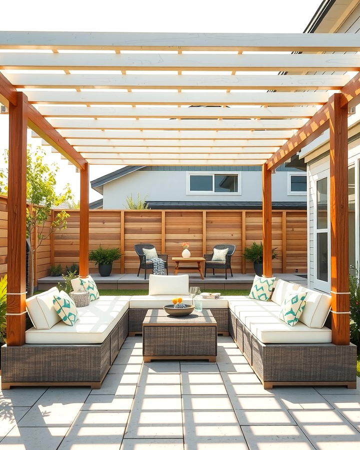 Pergola with Built in Seating - 25 small patio pergola ideas