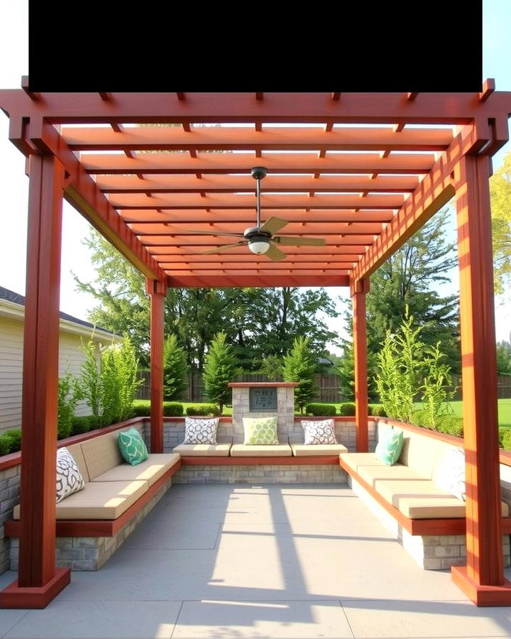 Pergola with Built in Seating - 25 Patio Pergola Ideas