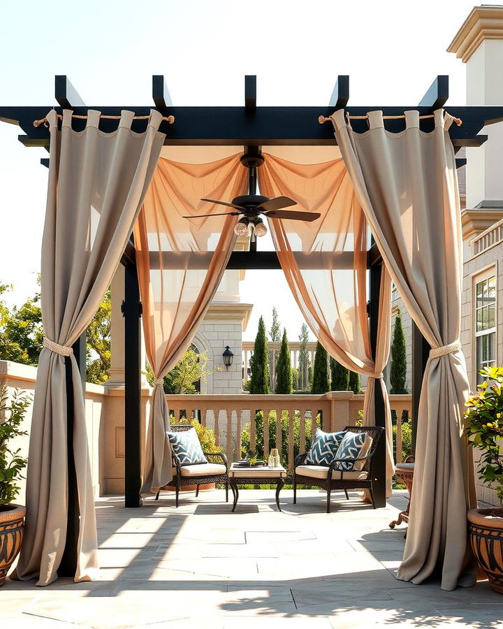 Pergola with Drapes - 25 Privacy Patio Ideas