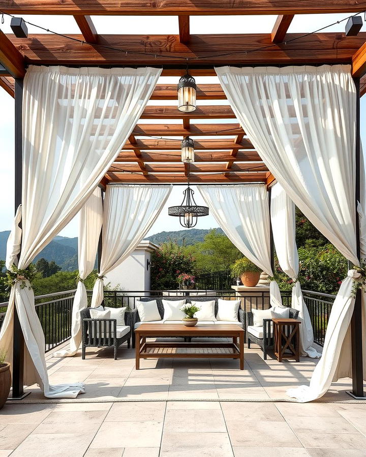 Pergola with Drapes - 25 Terrace Desig