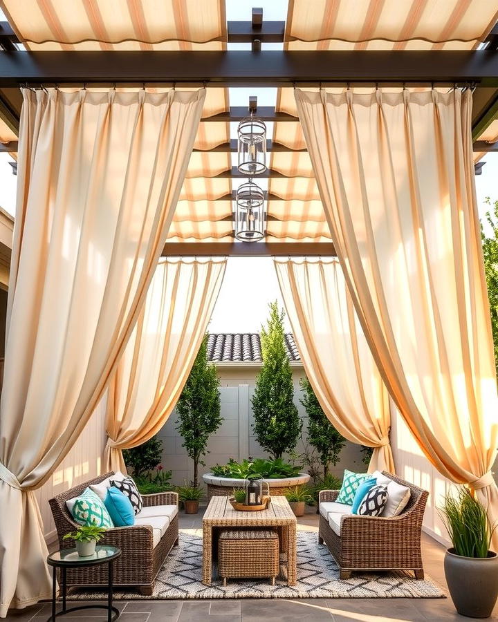 Pergola with Outdoor Curtains - 25 Patio Pergola Ideas