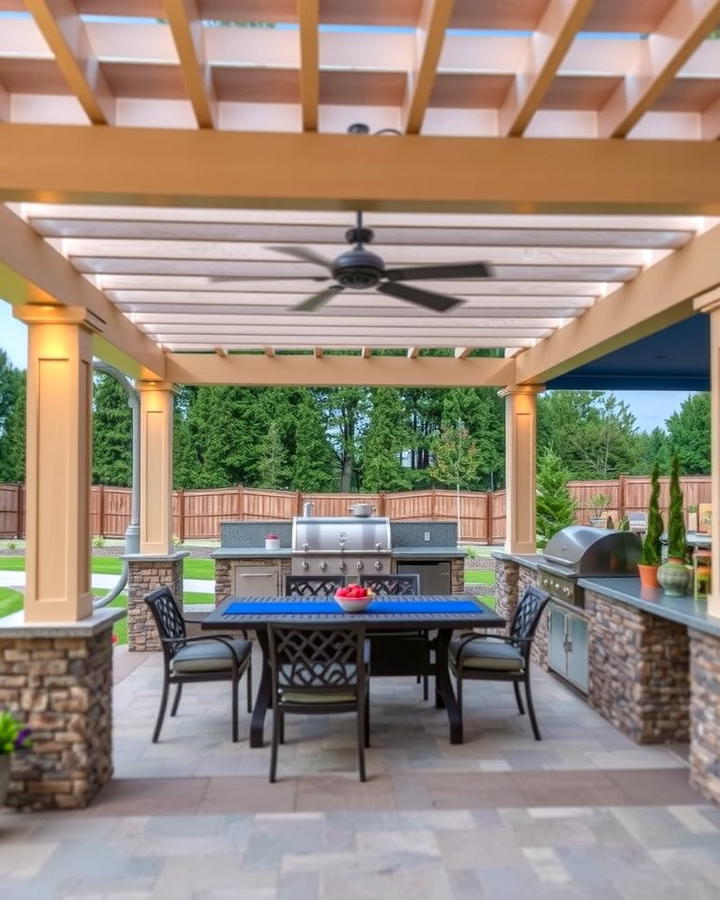 Pergola with Outdoor Kitchen Integration - 25 Patio Pergola Ideas