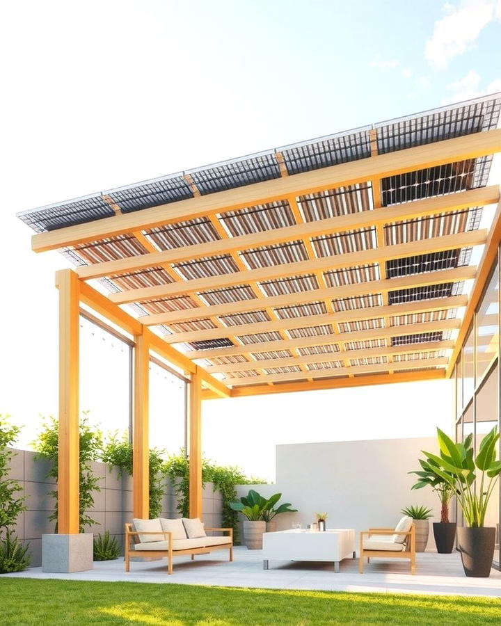 Pergola with Solar Panels for Energy Efficiency - 25 Pergola Roof Ideas