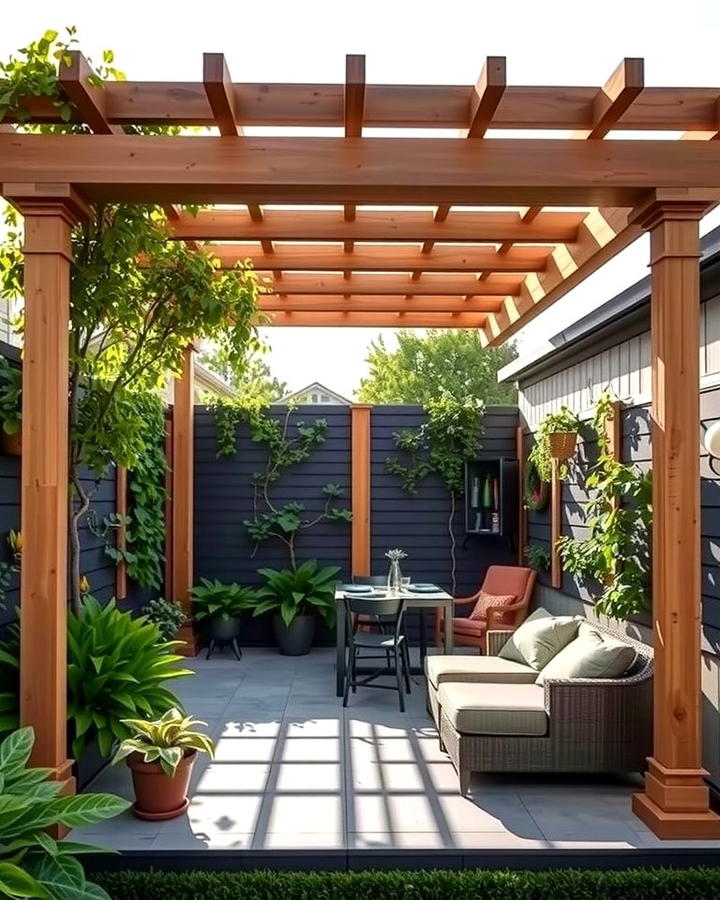 Pergola with Vertical Garden Walls - 25 small patio pergola ideas