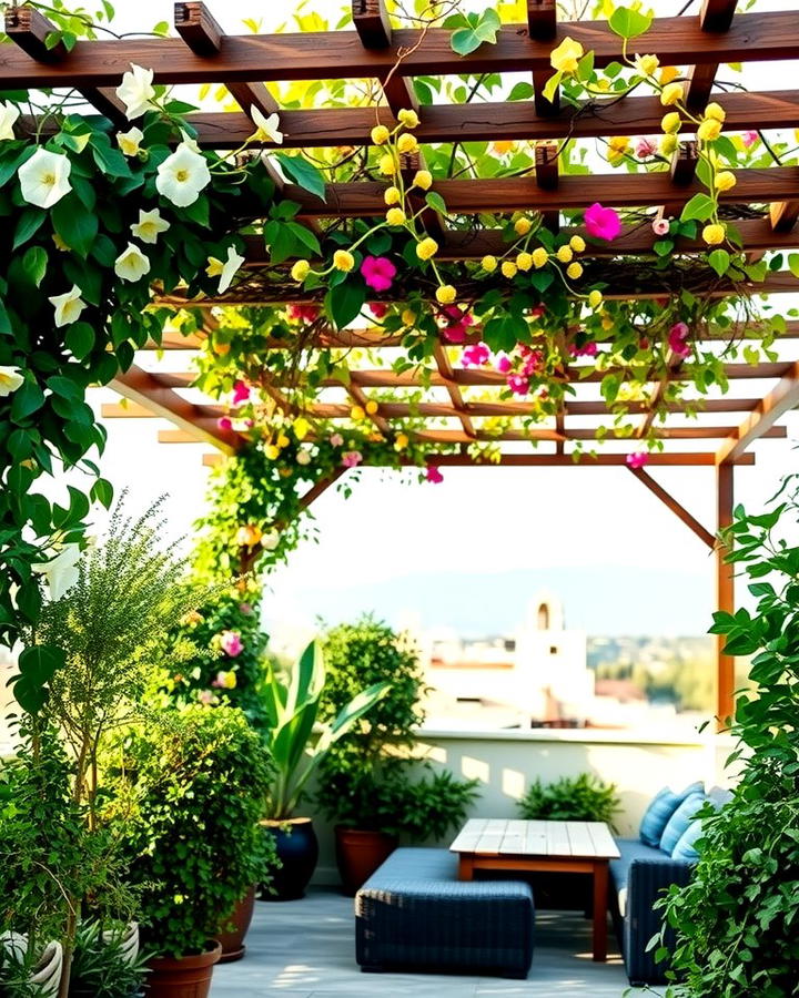 Pergolas with Climbing Plants - 25 Rooftop Garden Ideas